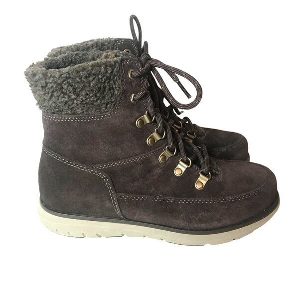 L.L. Bean Womens 7 Brown Suede Ankle Boots Winter Insulated Primaloft - Picture 1 of 8